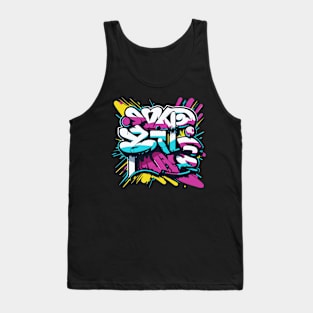 an urban t-shirt inspired by graffiti art and street culture, bold, colorful graffiti-style typography and street art elements Tank Top